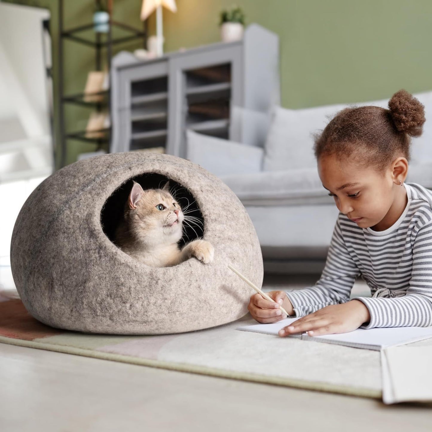 Handmade Wool Cat Cave Bed