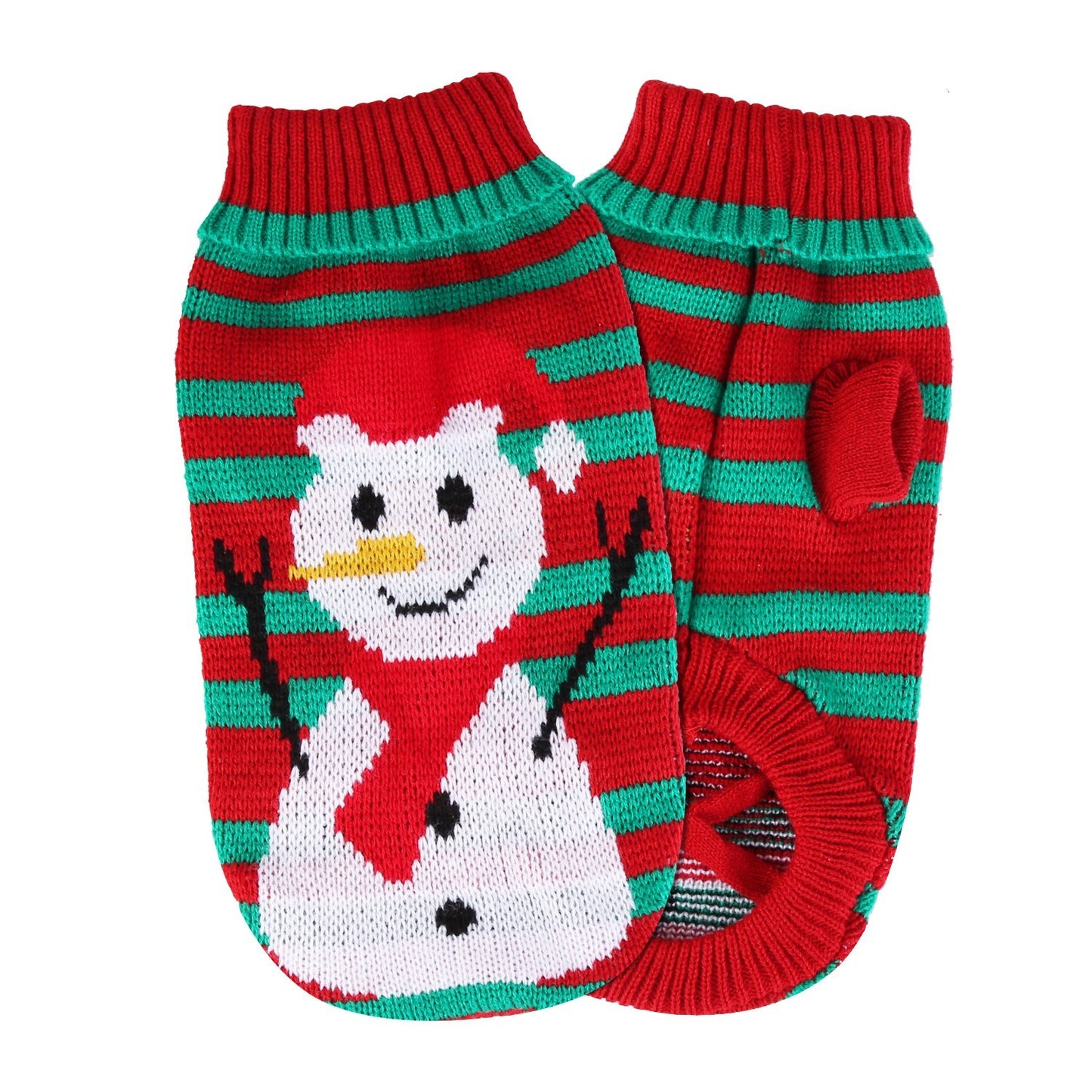 2 Patterns 4 Sizes Option-- 1Pc Pet Christmas Turtleneck Sweater Dog Cat Christmas Clothes Snowman Stripes Costume Winter Holiday Sweater
