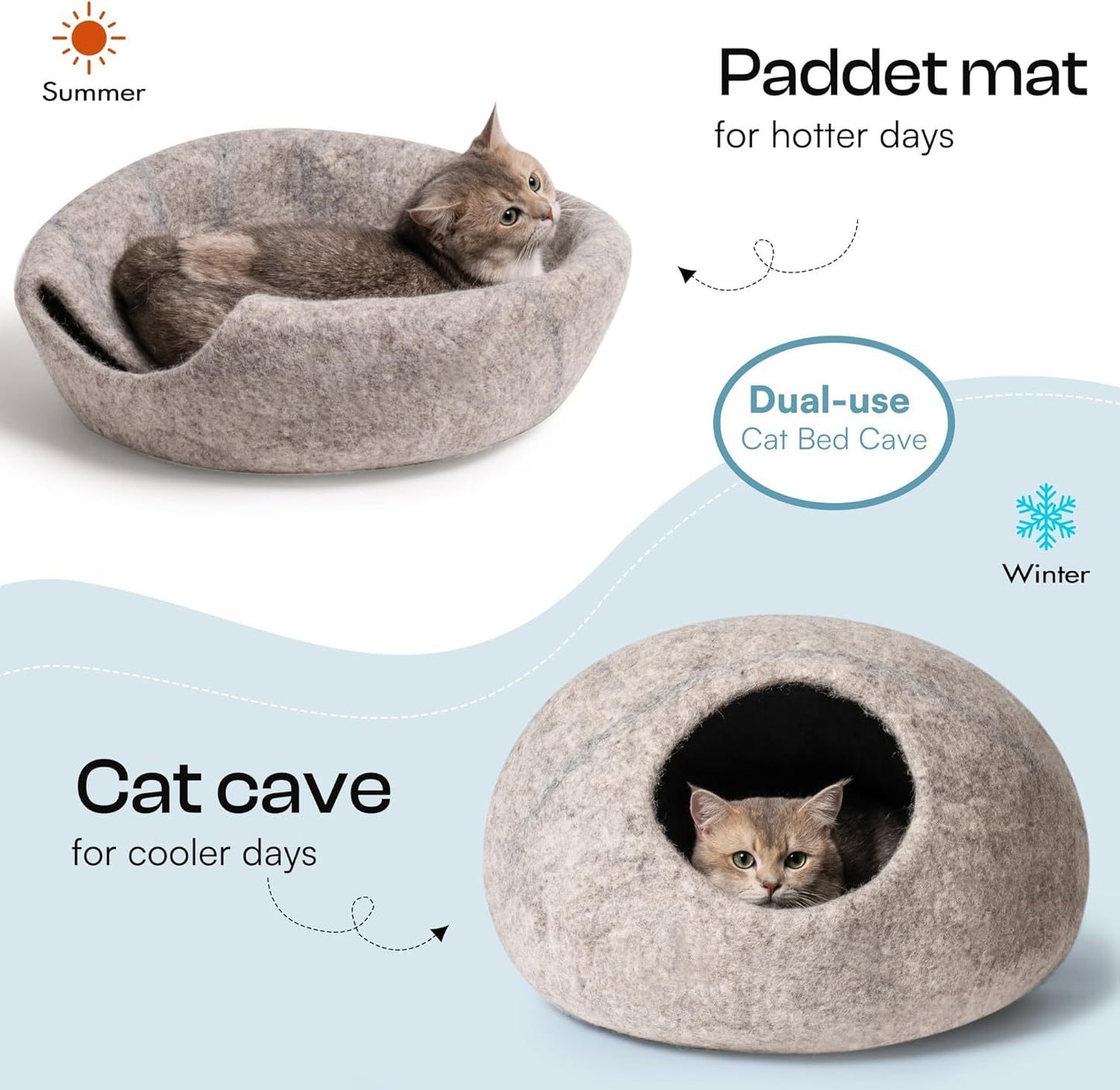 Handmade Wool Cat Cave Bed