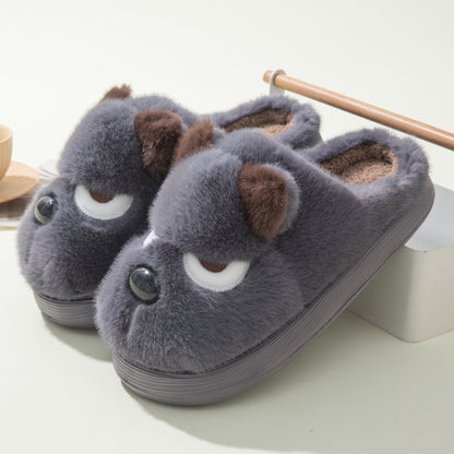 Warm And Cute Puppy Platform Non Slip Cotton Slippers