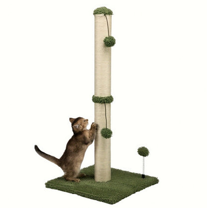 Extra Thick Indoor Cat Scratching Post With Hanging Ball Toy