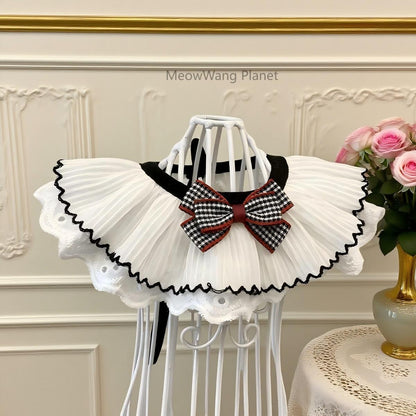 Lace Bow Pet Collar Elegant Neck Accessory For Cats Small Dogs Handcrafted Bowtie Luxury Pet Gift