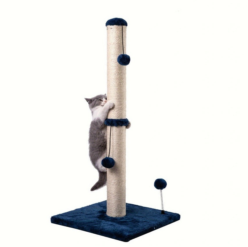 Extra Thick Indoor Cat Scratching Post With Hanging Ball Toy