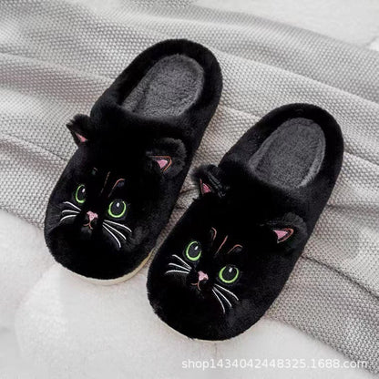 Autumn And Winter Cotton Slippers Men And Women Couple Kitty Cartoon
