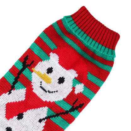 2 Patterns 4 Sizes Option-- 1Pc Pet Christmas Turtleneck Sweater Dog Cat Christmas Clothes Snowman Stripes Costume Winter Holiday Sweater