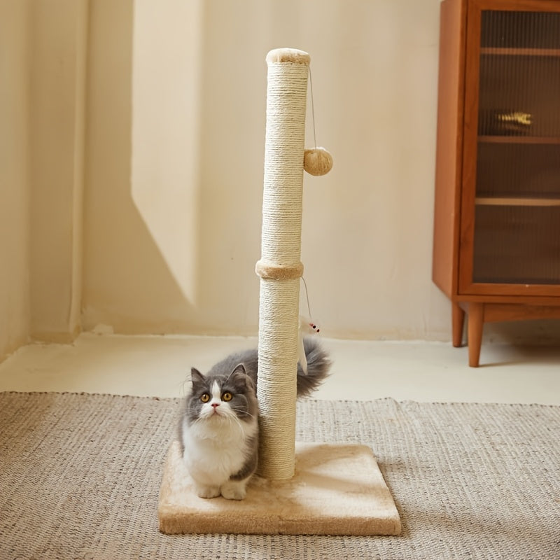 Extra Thick Indoor Cat Scratching Post With Hanging Ball Toy