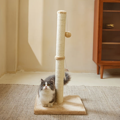 Extra Thick Indoor Cat Scratching Post With Hanging Ball Toy
