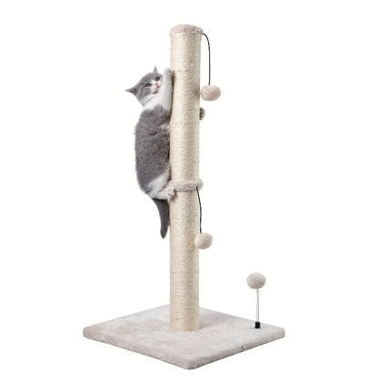 Extra Thick Indoor Cat Scratching Post With Hanging Ball Toy